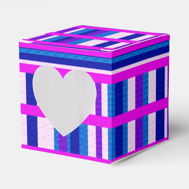Pink Purple Blue Plaid Favour Box (Front Side)
