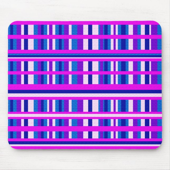 Pink Purple Blue Plaid Mouse Mat (Front)