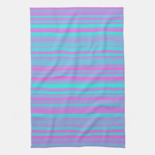 Pink Purple Blue Stripes Pattern Tea Towel