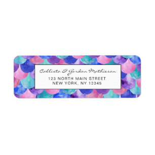 Pink Purple Blue Teal Watercolor Mermaid Scales