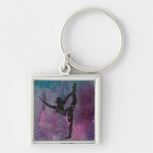 Pink, Purple & Blue Yoga Girl KeyChain