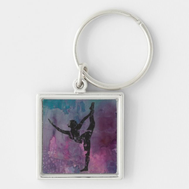 Pink, Purple & Blue Yoga Girl KeyChain (Front)