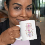 Pink Purple Boho Floral Ribbon Coffee Mug<br><div class="desc">Boho and rustic mug featuring hand drawn illustration of bows and flowers in pink and purple colours.</div>