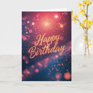 Pink Purple Bokeh Birthday Card