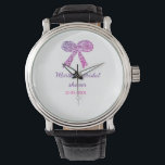 Pink purple bow sparkle glitter bridal shower name watch<br><div class="desc">Design</div>