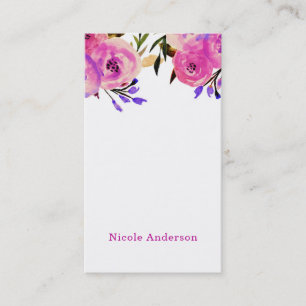 Pink & Purple Bright Modern Floral Chic Bold Business Card
