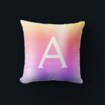 Pink Purple Brushed Metal Monogram Name Initial Cushion<br><div class="desc">Pink,  Purple and Gold Pastel Ombre Foil Brushed Metal Monogram Name and Initial Pillow. The pillow makes the perfect gift for someone decorating her room in girly ombre pink and purple.</div>