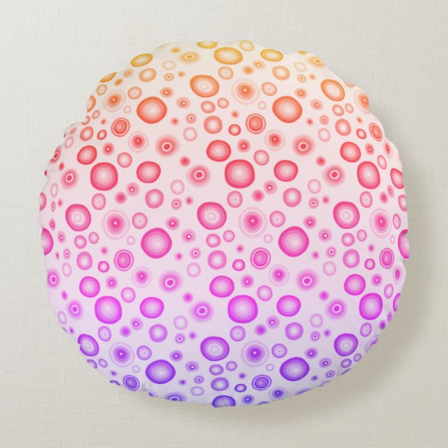 Pink Purple Bubbles Modern Circles Pattern Round Cushion (Front)