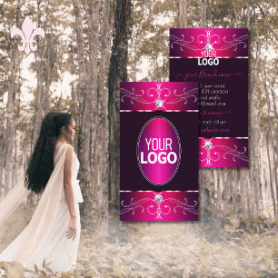 Pink Purple Burgund Ornate Ornaments Add Logo Glam Business Card