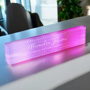 Pink Purple Business Elegant Professional Nameplate