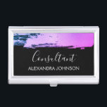 Pink Purple Business Foil Brush Stroke Business Card Holder<br><div class="desc">Pink, Purple and Black Ombre Foil Brush Stroke Trendy Consultant Minimalist Business Card Holder with white hand lettered elegant typography for the monogram. The Foil Brush Stroke Business Card Holder can be customised for any profession. If the profession or name text does not fit your needs, please contact the designer....</div>