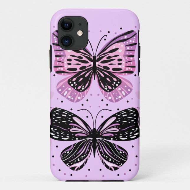 Pink Purple Butterflies Case-Mate iPhone Case (Back)