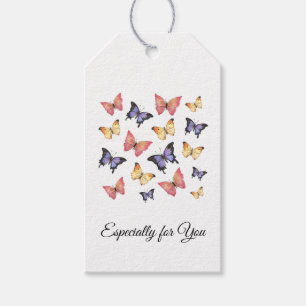 Pink Purple Butterflies Modern Script Gift Tags