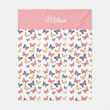 Pink Purple Butterflies Monogram Name