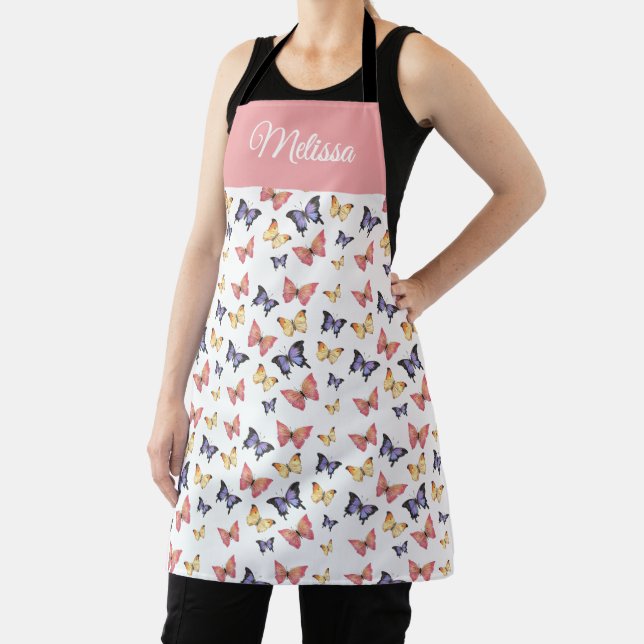 Pink Purple Butterflies Name  Apron (Insitu)