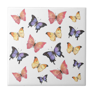 Pink Purple Butterflies Tile