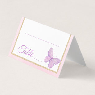 Pink Purple Butterfly Baby Shower Table Number