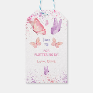 Pink Purple Butterfly Birthday  Gift Tags