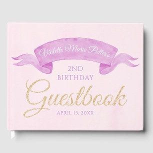 Pink & Purple Butterfly Birthday Party Guestbook