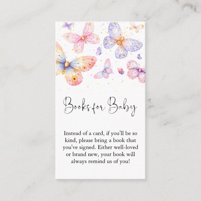 Pink Purple Butterfly Books For Baby Enclosure Card (Front)