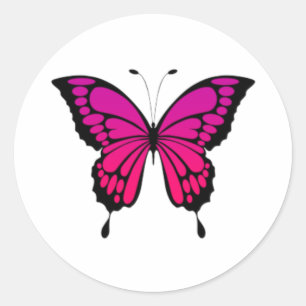 Pink & purple butterfly  classic round sticker