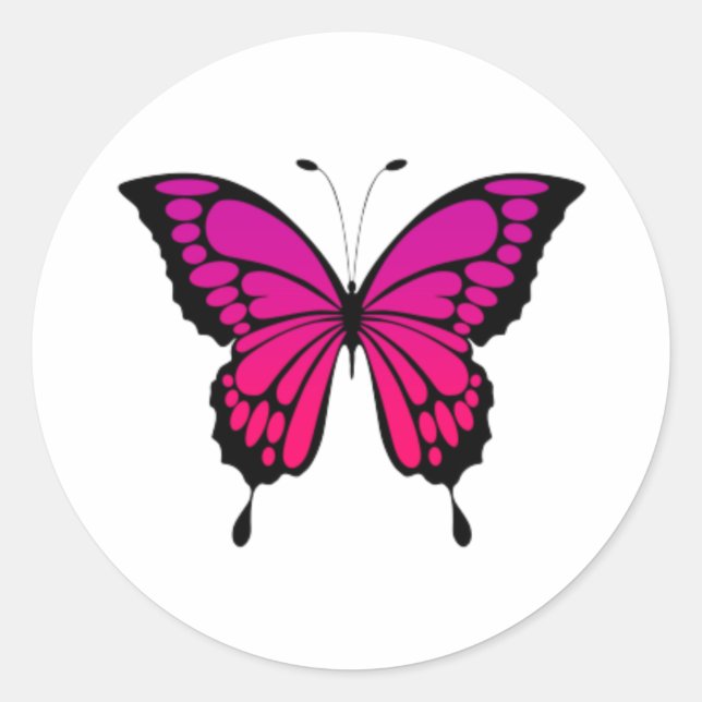 Pink & purple butterfly  classic round sticker (Front)