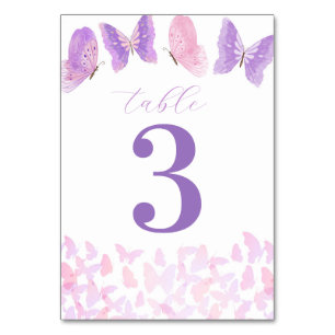 Pink & Purple Butterfly Quinceañera Table Numbers