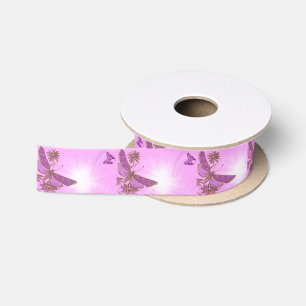 Pink Purple Butterfly Satin Ribbon
