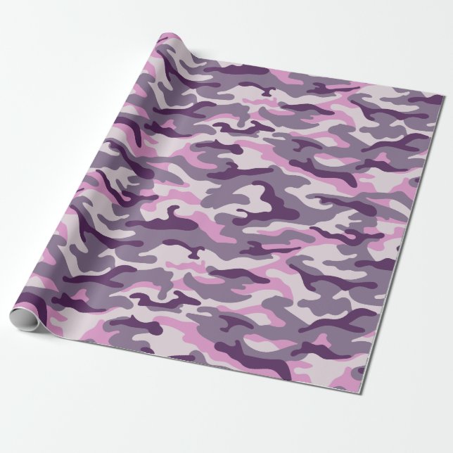 Pink Purple  Camouflage Style  Wrapping Paper (Unrolled)