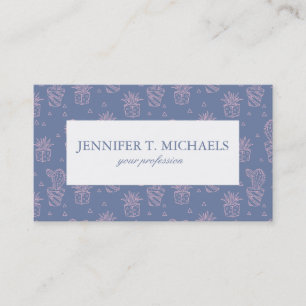 Pink & Purple Cartoon Cactus Pattern Business Card