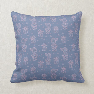 Pink & Purple Cartoon Cactus Pattern Cushion