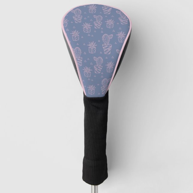 Pink & Purple Cartoon Cactus Pattern Golf Head Cover (Front)