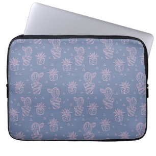 Pink & Purple Cartoon Cactus Pattern Laptop Sleeve