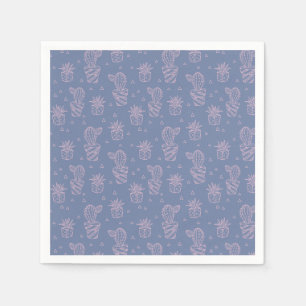 Pink & Purple Cartoon Cactus Pattern Napkin