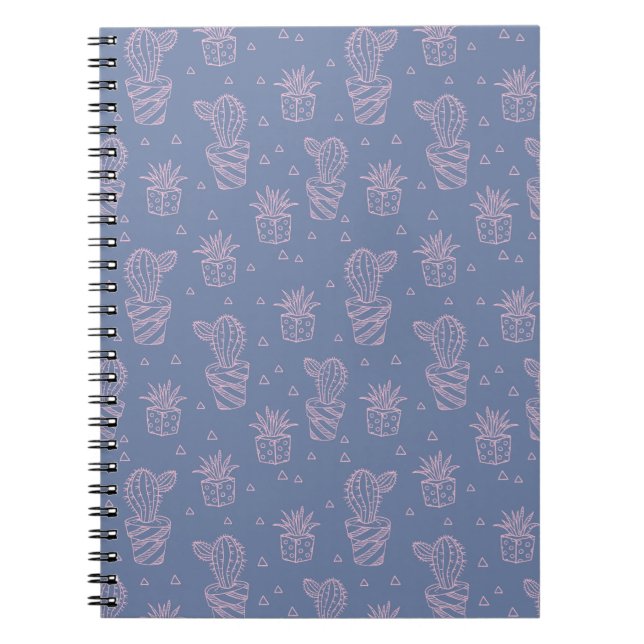 Pink & Purple Cartoon Cactus Pattern Notebook (Front)