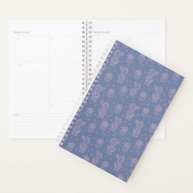 Pink & Purple Cartoon Cactus Pattern Planner (Display)
