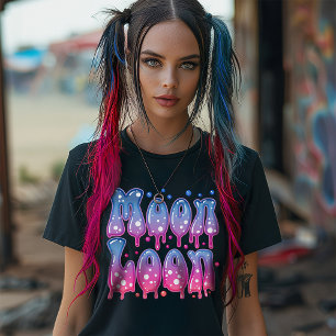 Pink Purple Celestial Moon Loon 70s Pastel Goth T-Shirt