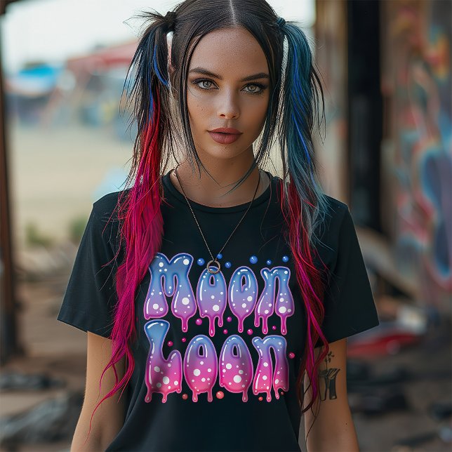 Pink Purple Celestial Moon Loon 70s Pastel Goth T-Shirt (Creator Uploaded)