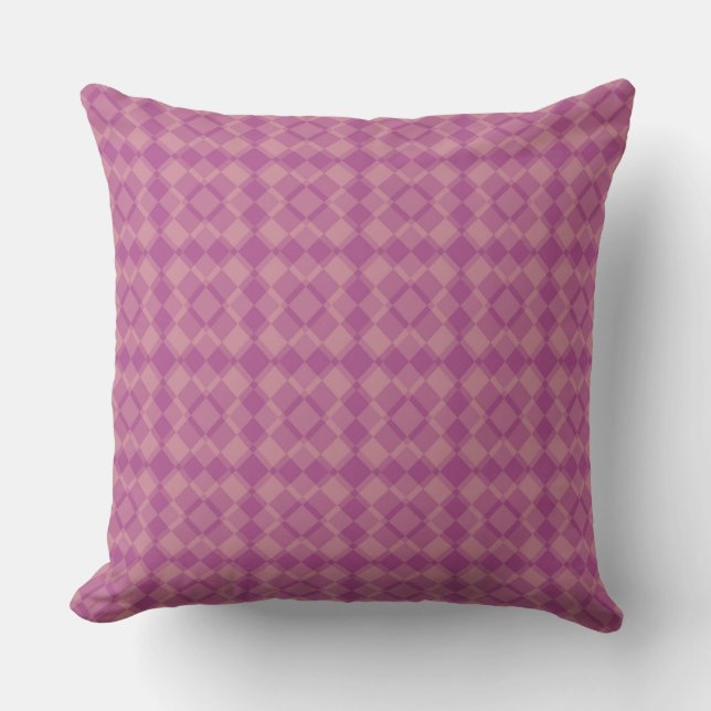 Pink Purple Checker Argyle Pattern Cushion (Front)