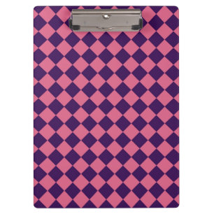Pink Purple Chequered Diamond Pattern Clipboard