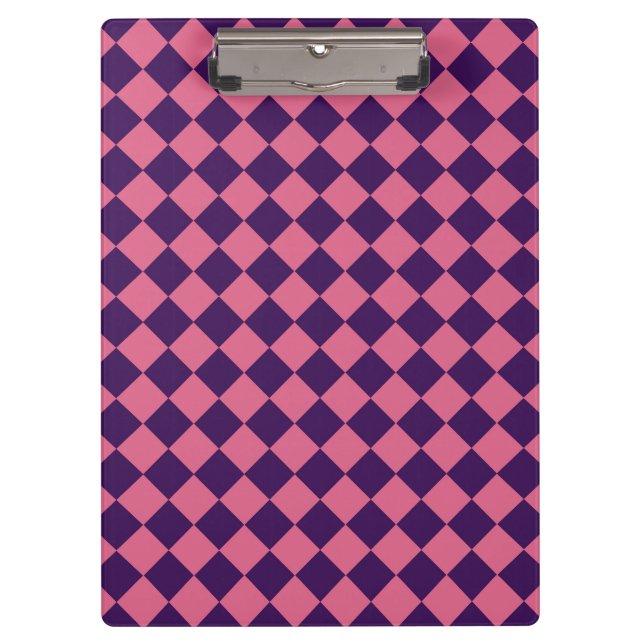 Pink Purple Chequered Diamond Pattern  Clipboard (Front)