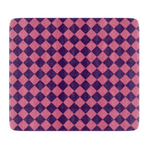 Pink Purple Chequered Diamond Pattern Cutting Board