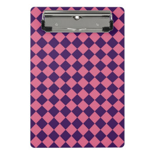 Pink Purple Chequered Diamond Pattern Mini Clipboard