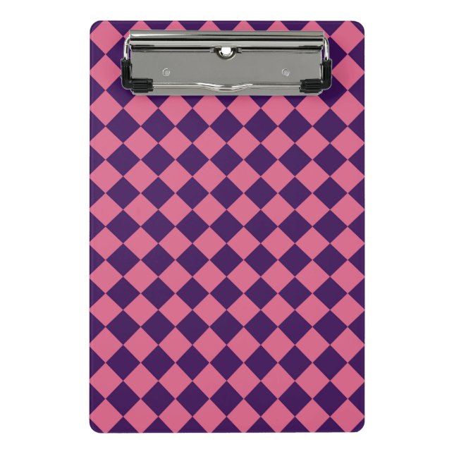 Pink Purple Chequered Diamond Pattern  Mini Clipboard (Front)