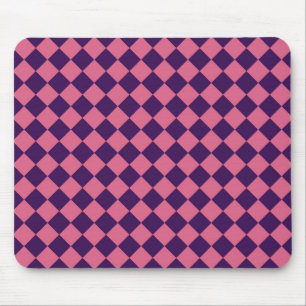 Pink Purple Chequered Diamond Pattern  Mouse Mat