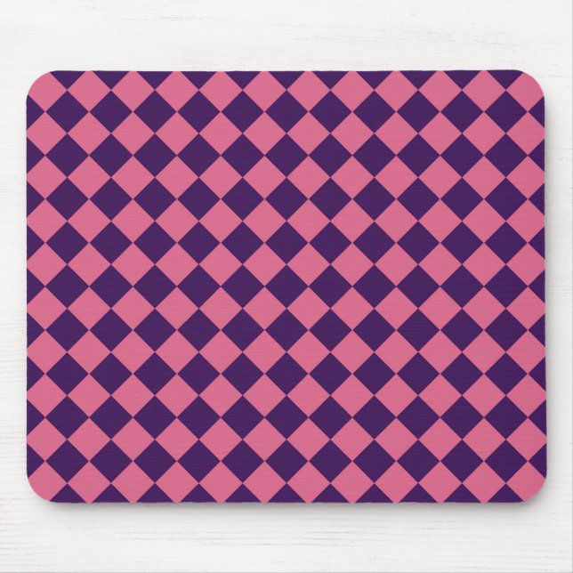 Pink Purple Chequered Diamond Pattern  Mouse Mat (Front)