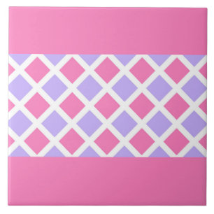 Pink Purple Chequered Diamond Pattern Tile