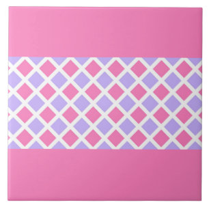 Pink Purple Chequered Diamond Pattern Tile