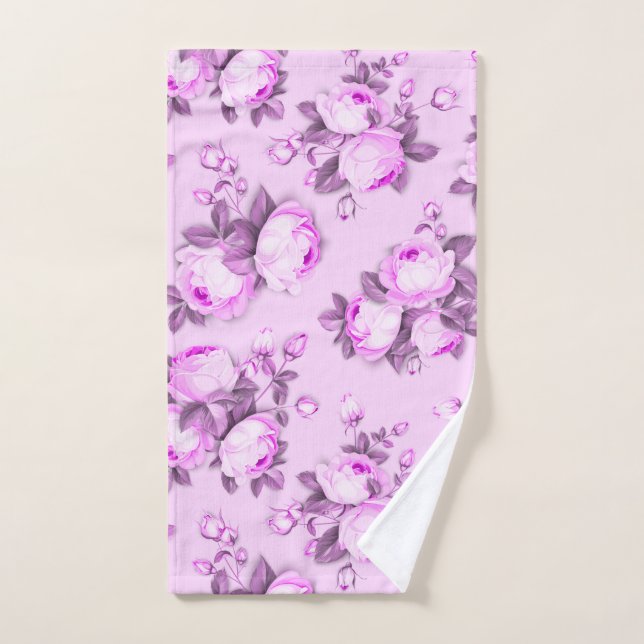 Pink purple chic floral  hand towel (Hand Towel)