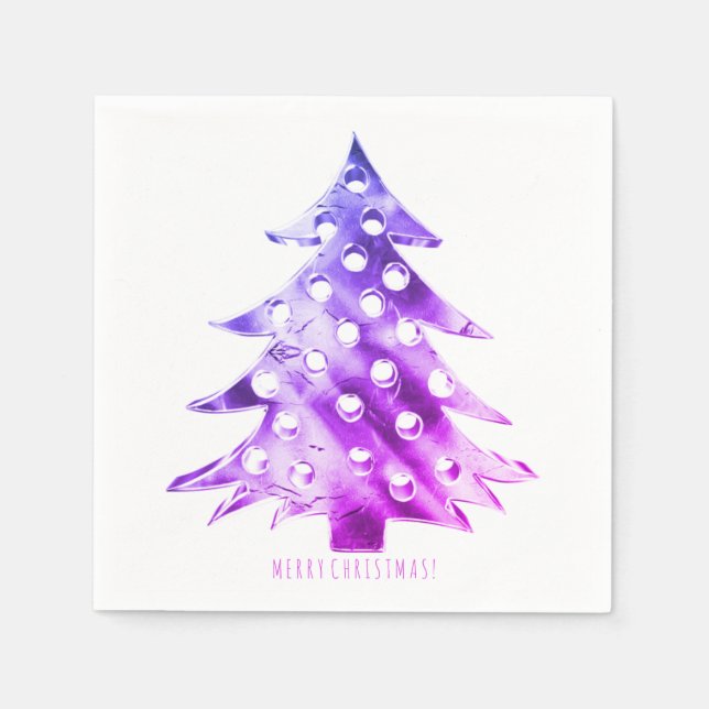 Pink Purple Christmas Tree Elegant Modern Napkin (Front)
